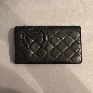Chanel leather bifold long wallet